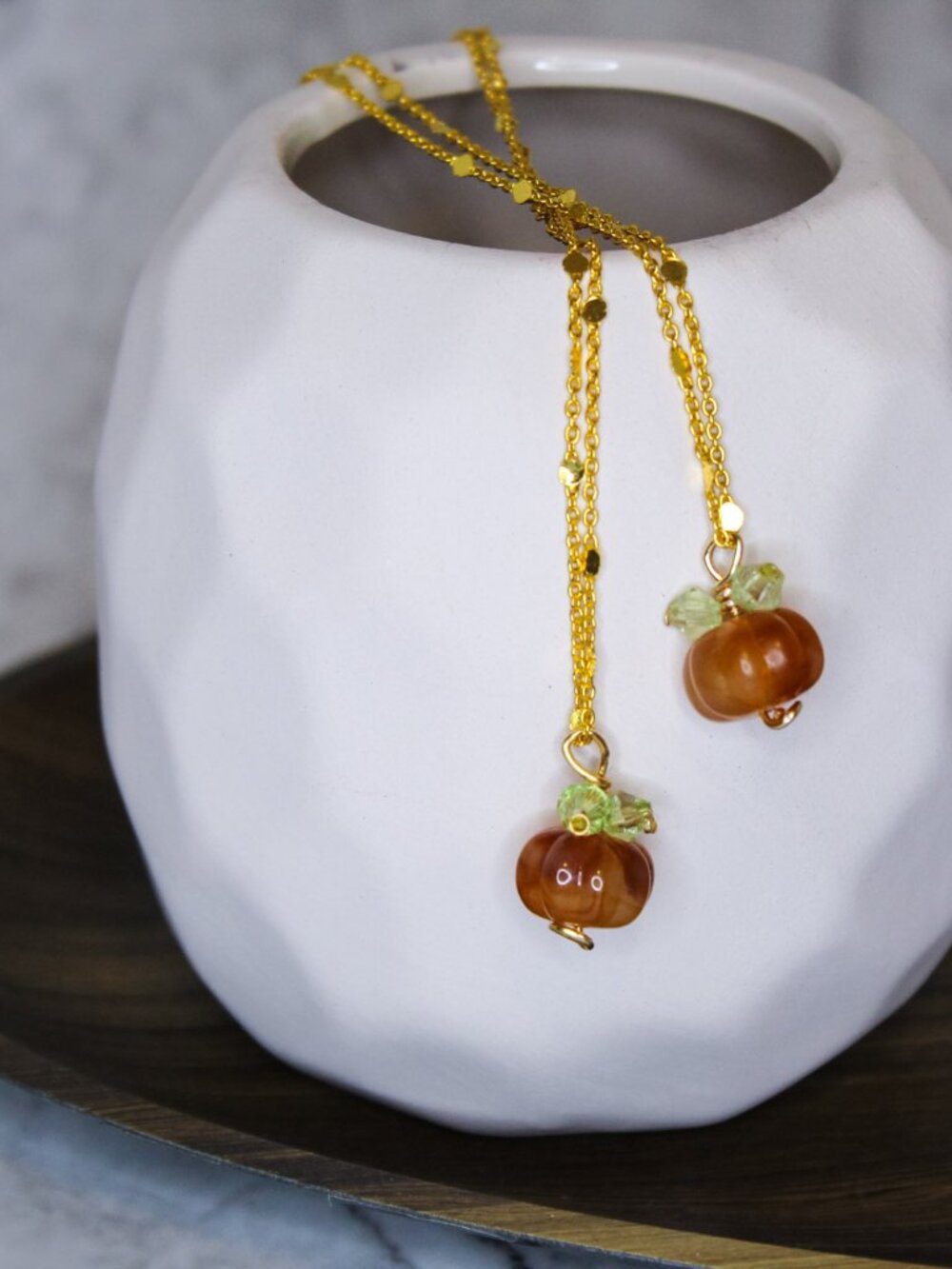 Pumpkin necklace silver or gold tone